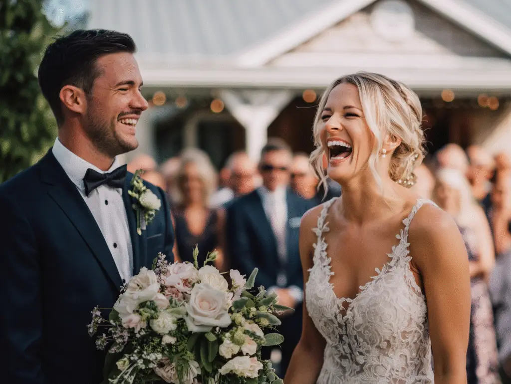 wedding_couple_laughing_in_front_of_their_family